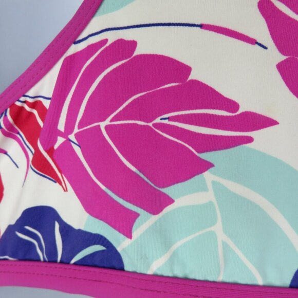 Carve Designs Hawaiian Print Swimsuit Top Size XL Pink Purple Aqua Racer Back - Picture 4 of 9